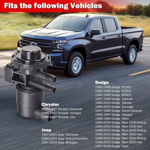 CP415 Vapor Canister Purge Valve Solenoid For 1997-2004 Jeep Wrangler 1994-2001 Jeep Cherokee 1996-2006 Dodge Ram 1500 2500 3500 Chrysler Plymouth Replaces 911213 4669475AB in Saudi Arabia