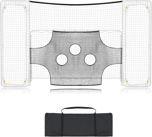 Meooeck 3 in 1 Soccer Goal, Backstop, Target 18 x 9 ft Football Training Target Net for Shooting Soccer Goal Target Nets with Highlighted Scoring Zones Finishing Drill Practice in Kuwait