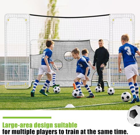 Meooeck 3 in 1 Soccer Goal, Backstop, Target 18 x 9 ft Football Training Target Net for Shooting Soccer Goal Target Nets with Highlighted Scoring Zones Finishing Drill Practice in Kuwait