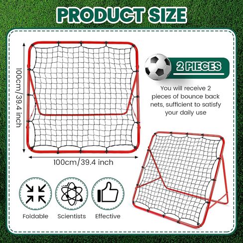 Libima 2 Pcs Rebound Soccer Training Net 3.3ft x 3.3ft Thickened Back Rebounder Net Foldable Training Rebound Screen Bounce Back Net for Kids Adults Soccer Baseball Volleyball Football Practice in Saudi Arabia