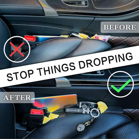 Car Seat Gap Filler 2 Pack Universal for Car SUV,Car Seat Gap Fillers with Seat Belt Holes to Fill The Gaps Between Seat and Console Blocker-Black in Saudi Arabia
