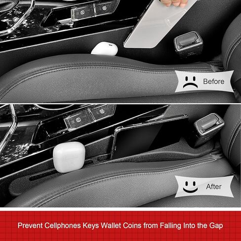 منظم فجوات مقعد السيارة الجانبي من ARISMOTOR مناسب عالميًا لشاحنة سيارات الدفع الرباعي لملء الفجوة بين المقعد ووحدة التحكم وإيقاف مفاتيح الهواتف المحمولة ومحفظة العملات المعدنية من السقوط، حزمة من 2 in Kuwait