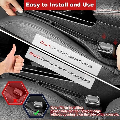 منظم فجوات مقعد السيارة الجانبي من ARISMOTOR مناسب عالميًا لشاحنة سيارات الدفع الرباعي لملء الفجوة بين المقعد ووحدة التحكم وإيقاف مفاتيح الهواتف المحمولة ومحفظة العملات المعدنية من السقوط، حزمة من 2 in Kuwait