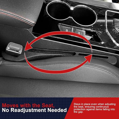 منظم فجوات مقعد السيارة الجانبي من ARISMOTOR مناسب عالميًا لشاحنة سيارات الدفع الرباعي لملء الفجوة بين المقعد ووحدة التحكم وإيقاف مفاتيح الهواتف المحمولة ومحفظة العملات المعدنية من السقوط، حزمة من 2 in Kuwait