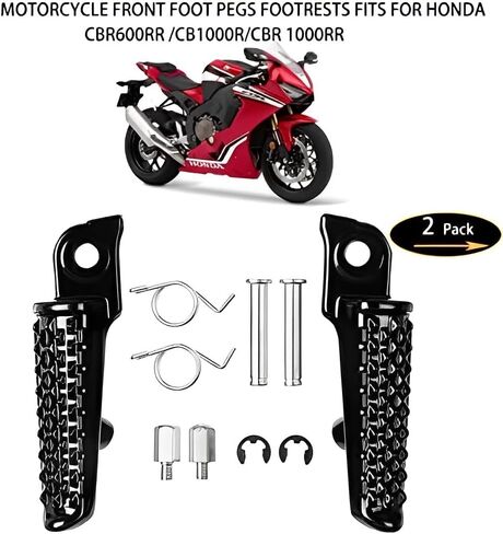 VPZMT مساند القدم الأمامية أوتاد القدم تناسب Honda CBR600RR 2003-2023، CBR1000RR 2004-2023، CB1000R 2008-2023 (أمامي-أسود) in Saudi Arabia