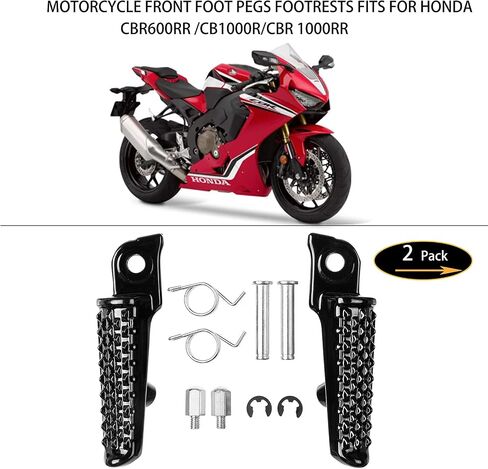 VPZMT مساند القدم الأمامية أوتاد القدم تناسب Honda CBR600RR 2003-2023، CBR1000RR 2004-2023، CB1000R 2008-2023 (أمامي-أسود) in Kuwait