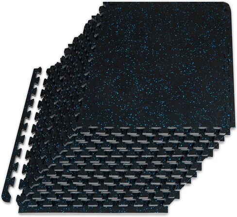 ProsourceFit Rubber Top Exercise Puzzle Mat, EVA Foam Interlocking Tiles for Home Gym Protective Flooring for Equipment and Workouts in Saudi Arabia