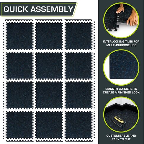 ProsourceFit Rubber Top Exercise Puzzle Mat, EVA Foam Interlocking Tiles for Home Gym Protective Flooring for Equipment and Workouts in Saudi Arabia