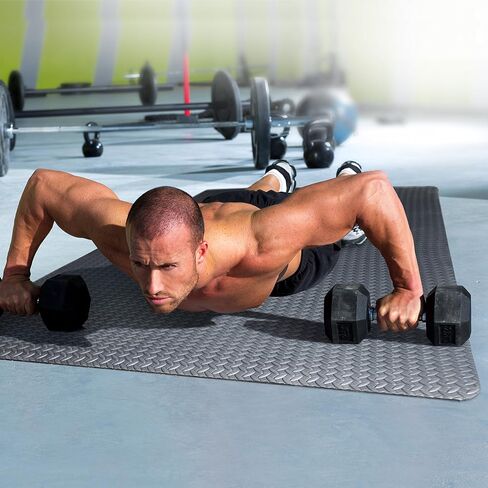 CAP Barbell Foam Mat, Black Diamond Plate Texture, 7mm Thick (MT-46937EBK) in Saudi Arabia