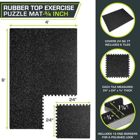 ProsourceFit Rubber Top Exercise Puzzle Mat, EVA Foam Interlocking Tiles for Home Gym Protective Flooring for Equipment and Workouts in Saudi Arabia
