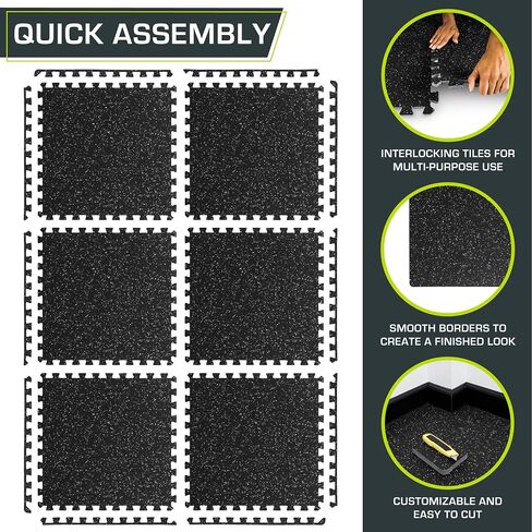 ProsourceFit Rubber Top Exercise Puzzle Mat, EVA Foam Interlocking Tiles for Home Gym Protective Flooring for Equipment and Workouts in Saudi Arabia