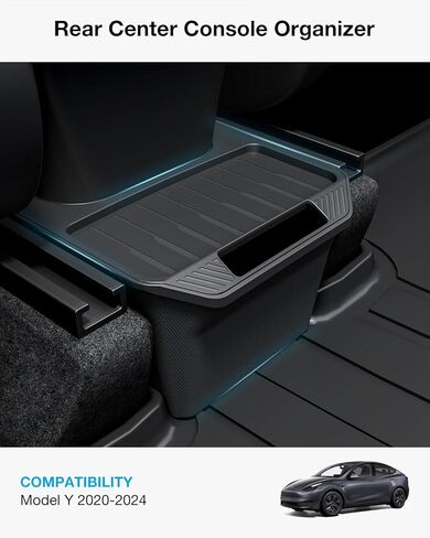 منظم وحدة التحكم المركزية الخلفية من Tesla Model Y [توسيع سعة التخزين، تصميم مخفي سلس] ملحقات Tesla Model Y 2024، مناسب خصيصًا لإصدار Tesla Model Y 2020 ~ 2024، أسود in Kuwait