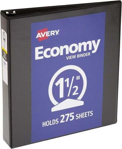 Avery Economy View 3 Ring Binder, 1.5" Round Rings, 1 Black Binder (05771) in Saudi Arabia