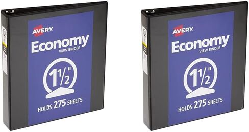 Avery Economy View 3 Ring Binder, 1.5" Round Rings, 1 Black Binder (05771) in Saudi Arabia
