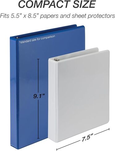 Samsill Economy 1 Inch Mini 3 Ring Binder, Made in The USA, Round Ring Binder, Non-Stick Customizable Cover, White, 6 Pack in Saudi Arabia