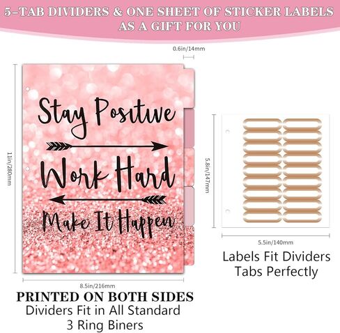 Lateefah 3 Ring Binder, 1 Inch Binder Organizer for Letter Size(8.5'' x 11'') with 5-Tab Dividers and Pockets, Portfolio Binder Cute Binder with Low Profile Clipboard for Office, School Supplies in Saudi Arabia