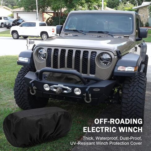 غطاء ونش مكون من قطعتين، يحمي الونش الخاص بك من الغبار والماء بغطاء مقاوم للماء عالي التحمل، مثالي للروافع الكهربائية 8500-17500 رطل، للاستخدام الداخلي/الخارجي - أسود، 21.5 بوصة × 9.5 بوصة × 7.5 بوصة in Kuwait