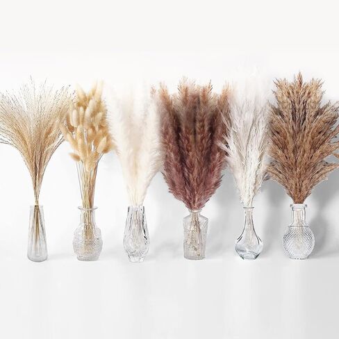 110 Pcs Pampas Grass Decor 23''/60cm , Natural Dried Pampas Bouquet, Boho Decor, Dried Reed Flowers. Suitable for Wedding Decor, Centerpiece Table Decorations, Flowers for Decoration in Kuwait