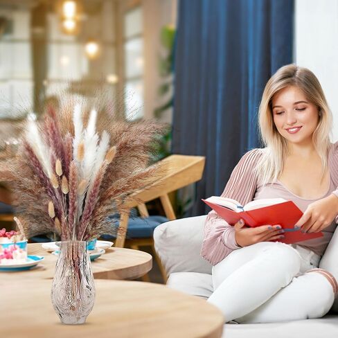 110 Pcs Pampas Grass Decor 23''/60cm , Natural Dried Pampas Bouquet, Boho Decor, Dried Reed Flowers. Suitable for Wedding Decor, Centerpiece Table Decorations, Flowers for Decoration in Kuwait