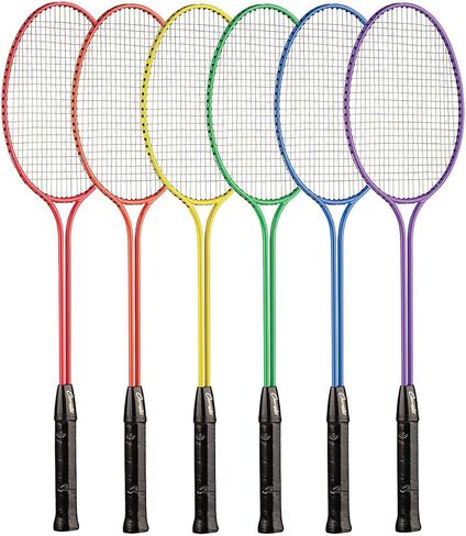 Champion Sports Tempered Steel Twin Shaft Badminton Rackets with Steel Coated Strings Set of 6,Purple in Saudi Arabia