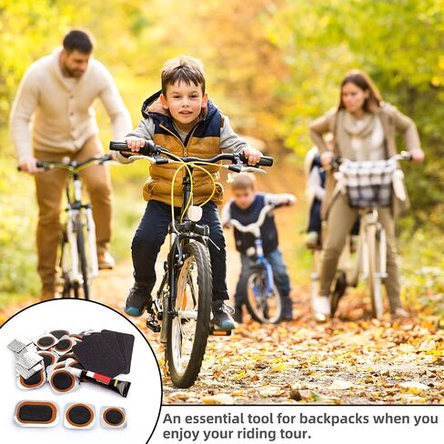Bike Tire Repair Kits - Bycicle Inner Tube Puncture Patch Kit with 24PCS Vulcanizing Patches,Sandpaper,Metal Rasp,Portable Storage Box for Cycling, Motorcycle, BMX, ATVs, Inflatable Rubber Z2 in Saudi Arabia