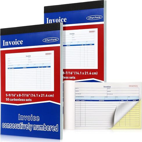 Lincia 10 Pads Invoice Book 2 Part Carbonless Receipt Book, 5.5 x 8.4 Inch 2 Part Duplicate Receipt Book with Carbonless Copies Receipt Log Book 50 Sets Per Book 1 Receipts Per Page in Saudi Arabia