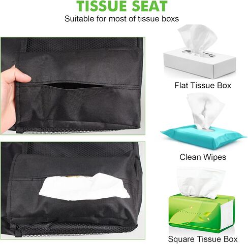 Car Trash Can, 3.5 Gallons Car Can, Handy Car Tissue Holder, Easy-to-Install Car Accessory Interior, Leak-Proof Car Organizer and Storage Bag for the Back/Front/Console of Any Cars, Sedans, SUVs, in Saudi Arabia