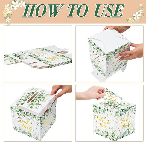 ReliThick Raffle Box with 200 Pack Raffle Tickets Cards Greenery Enter to Win Ballot Box with Slot Donation Box Safe Eucalyptus Suggestion Box for Raffles Collection Raffle Ticket Spinner in Saudi Arabia