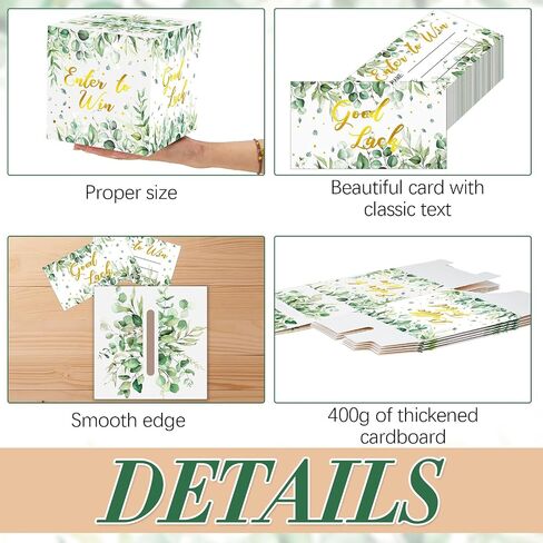 ReliThick Raffle Box with 200 Pack Raffle Tickets Cards Greenery Enter to Win Ballot Box with Slot Donation Box Safe Eucalyptus Suggestion Box for Raffles Collection Raffle Ticket Spinner in Saudi Arabia
