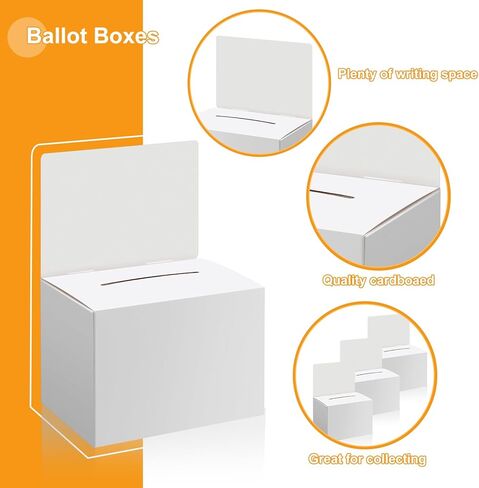 Seajan 100 Pcs Raffle Box Ballot Box with Slot Donation Box for Fundraising Suggestion Box for Ticket and Removable Header Charity Box for Collecting Card Voting Contest, 6.5 x 4.5 x 4.5'' (White) in Saudi Arabia
