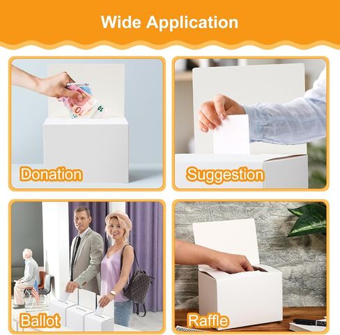 Seajan 100 Pcs Raffle Box Ballot Box with Slot Donation Box for Fundraising Suggestion Box for Ticket and Removable Header Charity Box for Collecting Card Voting Contest, 6.5 x 4.5 x 4.5'' (White) in Saudi Arabia