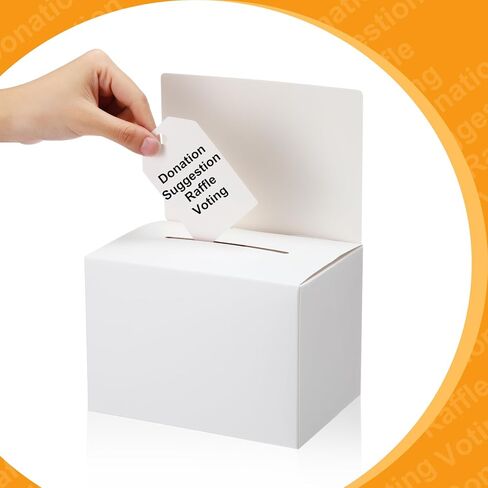 Seajan 100 Pcs Raffle Box Ballot Box with Slot Donation Box for Fundraising Suggestion Box for Ticket and Removable Header Charity Box for Collecting Card Voting Contest, 6.5 x 4.5 x 4.5'' (White) in Saudi Arabia