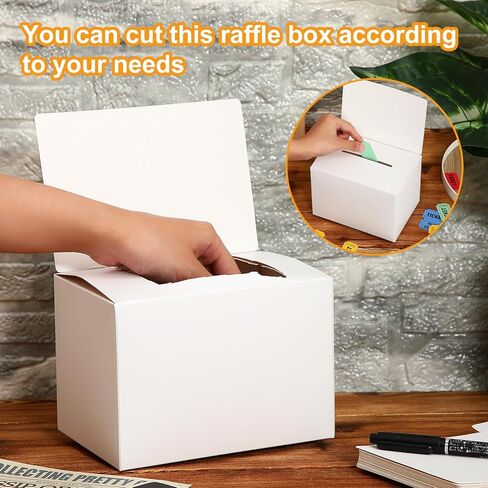 Seajan 100 Pcs Raffle Box Ballot Box with Slot Donation Box for Fundraising Suggestion Box for Ticket and Removable Header Charity Box for Collecting Card Voting Contest, 6.5 x 4.5 x 4.5'' (White) in Saudi Arabia