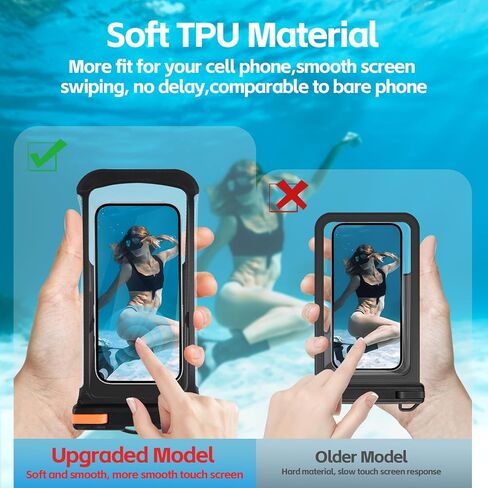 قطعتان من جراب الهاتف المقاوم للماء - [تصميم ثلاثي الأبعاد] [حافظة هاتف سميكة صديقة]، حافظة هاتف مقاومة للماء لهاتف iPhone 15 14 13 Pro Max Plus Galaxy Google حتى 8 بوصة، حقيبة جافة للسفر على الشاطئ، وردي/وردي in Kuwait