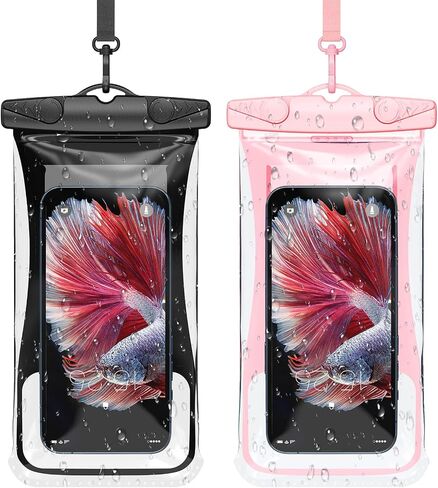 MATEPROX Upgrade Waterproof Cell Phone Case Pouch Holder Dry Bag with Lanyard Strap, Universal Water Proof Floating Cases for Travel Beach, Suitable for Smartphones up to 6.9 inches - Pink in Saudi Arabia