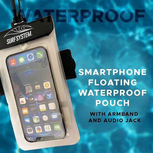 SURF SYTSTEM Floating Waterproof Pouch, w/Neoprene Armband + Audio Jack for Smartphone + Screen Touch Functionality - Drybag Case, iPhone, Android for Surfing, Bodyboarding, Fishing, Boating, Kayaking in Saudi Arabia
