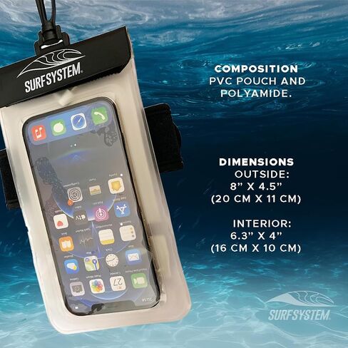 SURF SYTSTEM Floating Waterproof Pouch, w/Neoprene Armband + Audio Jack for Smartphone + Screen Touch Functionality - Drybag Case, iPhone, Android for Surfing, Bodyboarding, Fishing, Boating, Kayaking in Saudi Arabia
