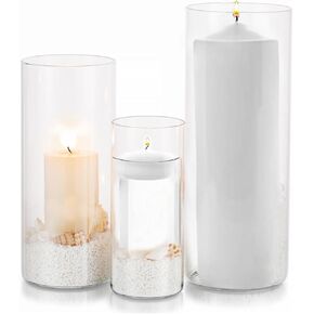 Glass Hurricane Candle Holder 8 Pack - EylKoi Floating Candle Holder Cylinder Vases for Centerpieces, Glass Flower Vases for Flowers, Home Decor Wedding Table, 4'' + 6'' + 8'' +10''(High)