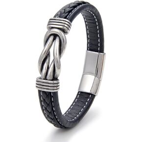 Infinity Knot Bracelet for Men Punk Cuff Bangle Wristband Leather Bracelet Jewelry for Him