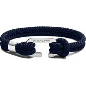 Elegatto Alchor Platinum Rope Bracelet for Men | Premium Nylon Marine Cord with Silver Polished Stainless Steel Shackle Closure | Waterproof and Fade-Resistant | Men’s Designer Bracelets
