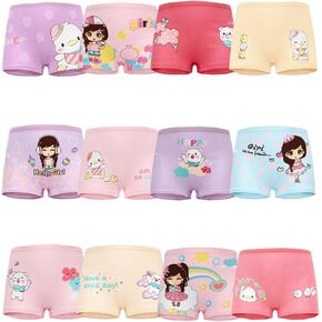 Girls Cotton Underwear with 12 Packs Toddler Boyshort Panties