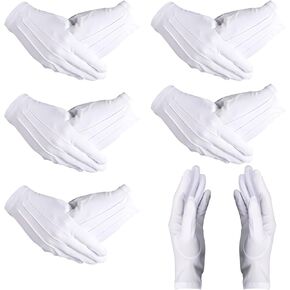 6 Pairs Adult White Uniform Gloves Nylon Cotton Parada Costume Gloves for Police Formal Tuxedo Guard Women Men