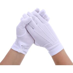 TIESOME Cotton Gloves Men, Women Formal Cloth Gloves with Snap Cuff Uniform Gloves for Marching Band Tuxedo Guard Gloves