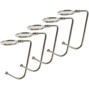 5 Pack Purse Hook Hanger, Metal Hook Long Handbag Hanger for Table Desk,Portable Bag Holder Under Counter Handbags Hook for Women Girl