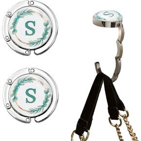 2pcs Foldable Purse Hook for Table, Folding Handbag Hanger, Personalized Letters Collection Desk Purse Holder for Women Bag (K)