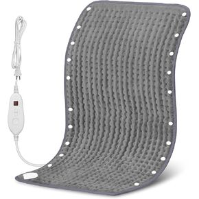 Snailax Heating Pad & Foot Warmer, FSA HSA Eligible with 6 Temperature Settings & Auto Shut Off, 17"x33", Washable Fast Heated Pads for Back Pain Relief,Abdomen,Feet,Back,Cramp(Grey)