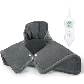 NOWWISH Heating Pad for Neck and Shoulder Pain Relief, Auto Shut-Off, Moist Heat, Christmas Gifts for Women, Men, Mom or Dad, Grey 17"x23"