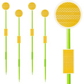 Driveway Markers Reflectors,Professional Reflective Driveway Markers for Snow Plowing, 51Inch Fiberglass Pole Double Sided Reflectors for Driveway,Different Heights of Reflective (4Pcs)