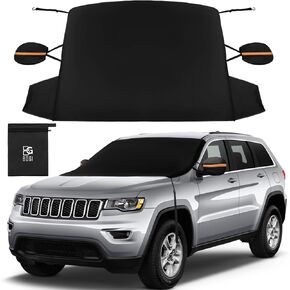 BOGI Windshield Cover for Ice and Snow, Heavy Duty 600D Windshield Snow Cover with 2 Mirror Covers Waterproof Car Cover for Snow Windshield Protector for Cars, SUVs, Trucks (77"x47")
