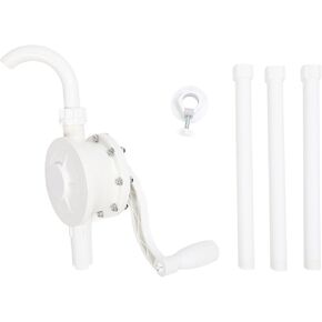 PP Plastic Manual Rotary Barrel Pump, with Hand Crank, Adjustable Suction Tube, Leak Proof, 30 L min High Flows Oil Transfer, for 15 to 55 Gallon Drums or Barrels